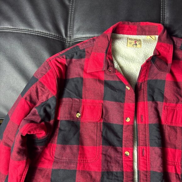 Red Head Men's Shirt Jacket Red Black Flannel Plaid Sherpa Lined Size 2XL - Picture 3 of 13